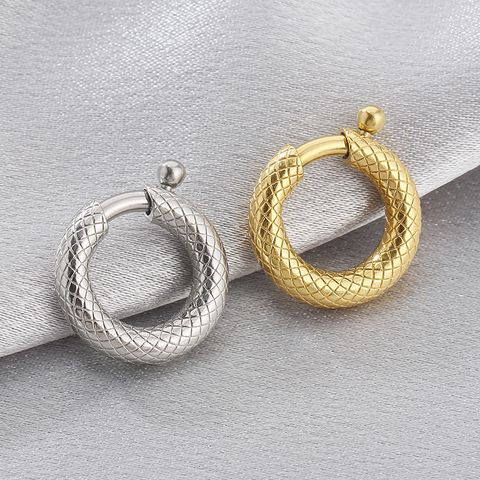 1 Piece 18*4mm 304 Stainless Steel 18K Gold Plated Circle Pendant 弹簧扣 Jewelry Buckle