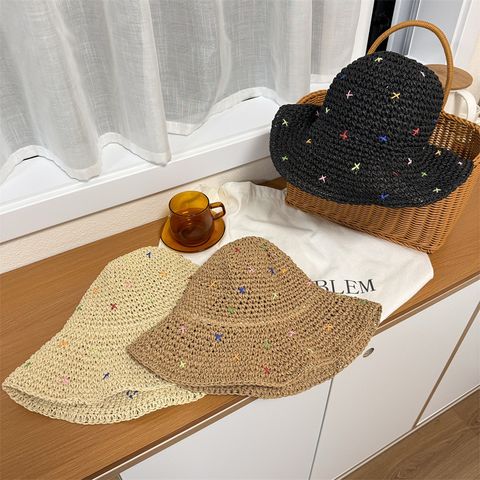 Korean Style New Big Brim Colorful Sun-Proof Straw Hat Women's Vacation Straw-Woven Sun-Proof Beach Sun Summer Hat Tide