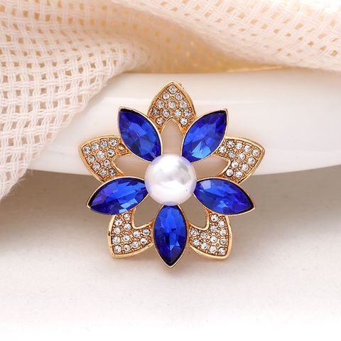 1 Piece 35*35mm Zinc Alloy Crystal Rhinestones Pearl Flower DIY Accessories