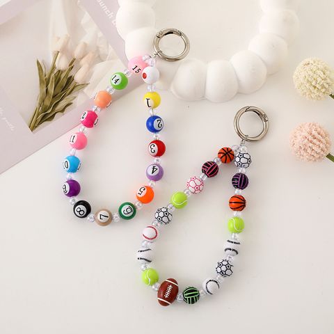 Novelty Classic Style Billiards Number Basketball Beaded Beaded Bag Pendant Mobile Phone Chain Keychain