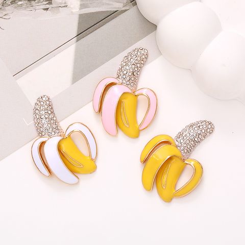 1 Piece 3.8*2.7cm Zinc Alloy Rhinestones Banana DIY Ornament Accessories