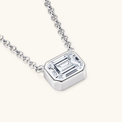 Sterling Silver Simple Style Classic Style Inlay Solid Color Moissanite Pendant Necklace