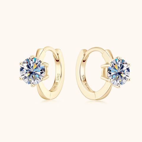 Sterling Silver Simple Style Classic Style Inlay Solid Color Moissanite Earrings