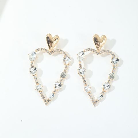 1 Pair Elegant Modern Style Classic Style Heart Shape Inlay Alloy Rhinestones Drop Earrings