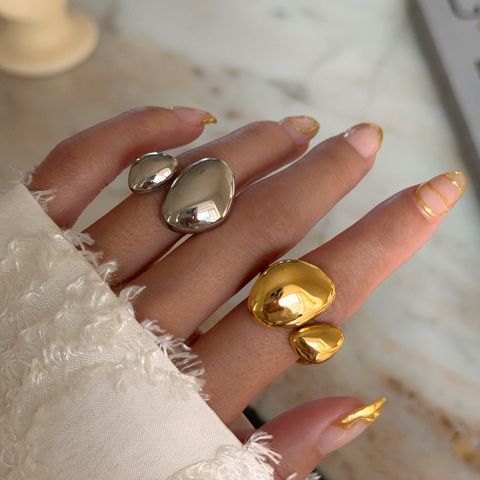 Wholesale Jewelry IG Style Exaggerated Simple Style Solid Color 304 Stainless Steel 18K Gold Plated Open Rings