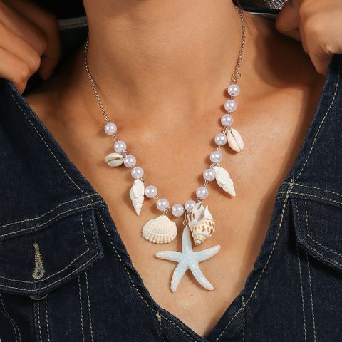 Vacation Marine Style Starfish Shell Mixed Materials Shell Wholesale Pendant Necklace