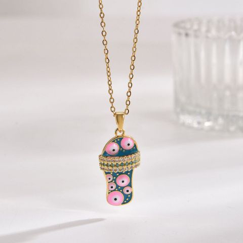 Titanium Steel Copper Gold Plated Simple Style Plating Slippers Zircon Pendant Necklace