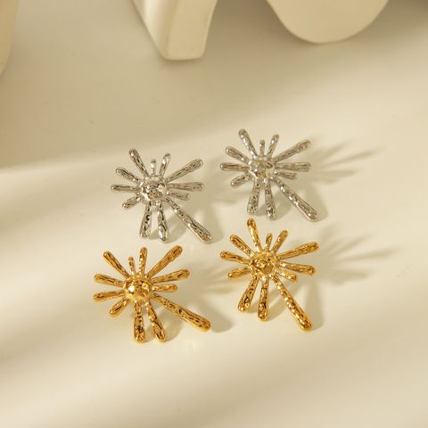 1 Pair Vintage Style Luxurious Commute Sun Solid Color Plating 304 Stainless Steel 14K Gold Plated Ear Studs