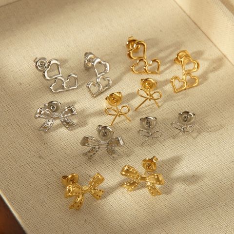 1 Pair Cute Commute Irregular Bow Knot Plating 304 Stainless Steel 14K Gold Plated Ear Studs