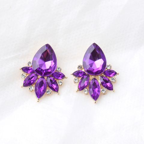 1 Pair Elegant Retro Water Droplets Plating Inlay Alloy Rhinestones Gold Plated Ear Studs