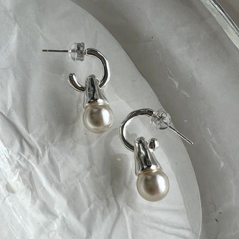 1 Pair Simple Style Water Droplets Inlay Sterling Silver Pearl Ear Studs