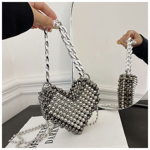 Women's Mini Pearl Solid Color Streetwear Beading Open Crossbody Bag