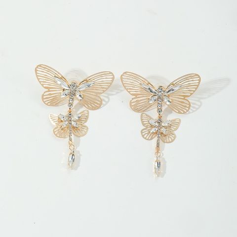 1 Pair Casual Lady Shiny Dragonfly Alloy Drop Earrings