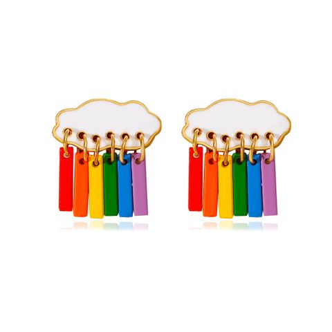 1 Pair Cute Sweet Clouds Rainbow Plating Alloy Drop Earrings