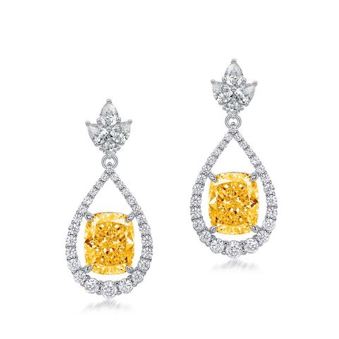 1 Pair Simple Style Shiny Water Droplets Inlay Sterling Silver High Carbon Diamond White Gold Plated Drop Earrings