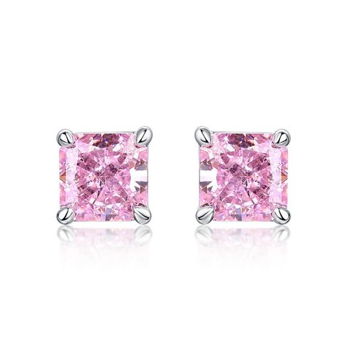 1 Pair Basic Modern Style Classic Style Geometric Square Inlay Sterling Silver High Carbon Diamond Ear Studs