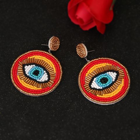1 Pair Simple Style Devil's Eye Alloy Plastic Resin Drop Earrings