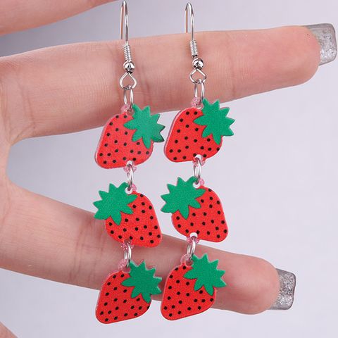 1 Pair Pastoral Strawberry Arylic Drop Earrings