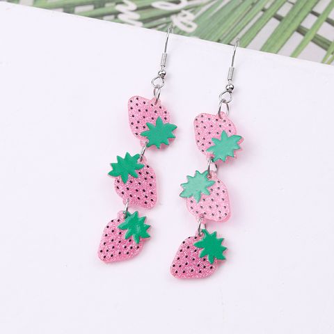1 Pair Pastoral Strawberry Arylic Drop Earrings