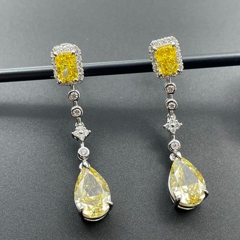 1 Pair Simple Style Water Droplets Water Drop Sterling Silver High Carbon Diamond Drop Earrings