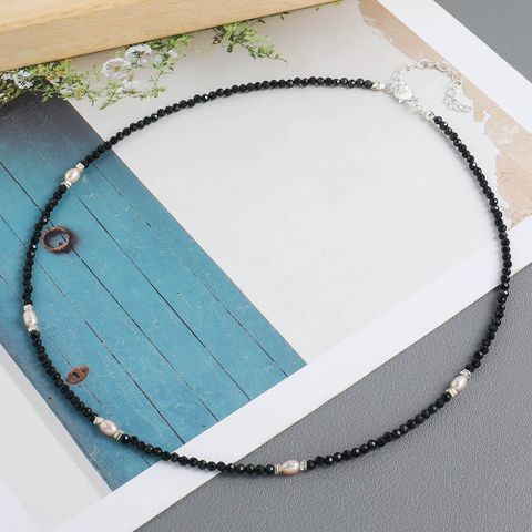 French Style Modern Style Classic Style Round Crystal Freshwater Pearl Sterling Silver Wholesale Necklace