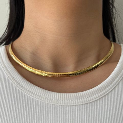 Wholesale Jewelry Basic Simple Style Solid Color 304 Stainless Steel 18K Gold Plated Choker
