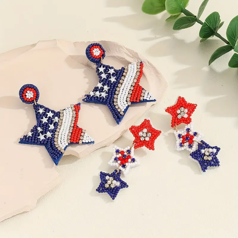 1 Pair IG Style Modern Style Letter Star Beaded Sequins Inlay Beaded Plastic Cloth Rhinestones Drop Earrings