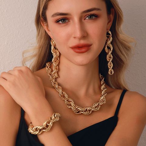 Copper 18K Gold Plated Elegant Vintage Style British Style Plating Geometric Solid Color Bracelets Earrings Necklace