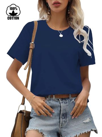 Women's T-shirt Short Sleeve T-Shirts Streetwear Solid Color