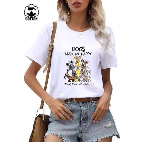 Women's T-shirt Short Sleeve T-Shirts Printing Streetwear Dog