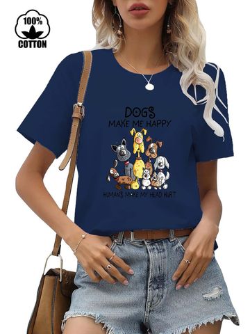 Women's T-shirt Short Sleeve T-Shirts Printing Streetwear Dog