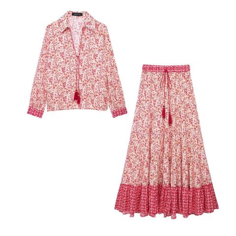 Holiday Women's Bohemian Ditsy Floral Polyester Printing Skirt Sets Skirt Sets