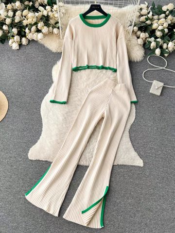 Holiday Daily Women's Casual Vintage Style Solid Color Polyester Pants Sets Pants Sets