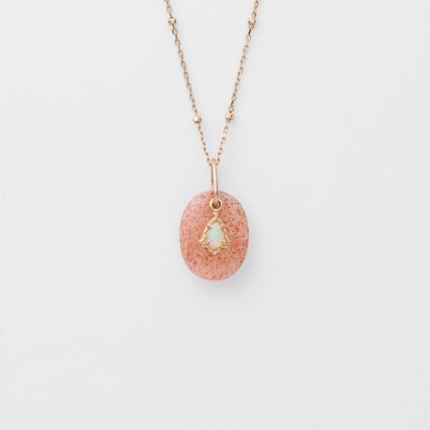 1 Piece Sterling Silver Strawberry Quartz Oval Pendant