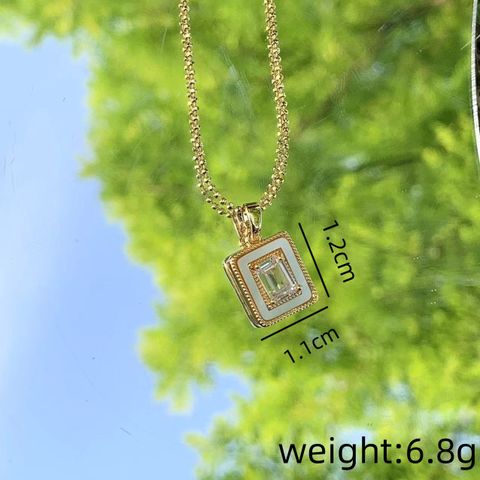 Copper Simple Style Classic Style Inlay Square Rhinestones Pendant Necklace
