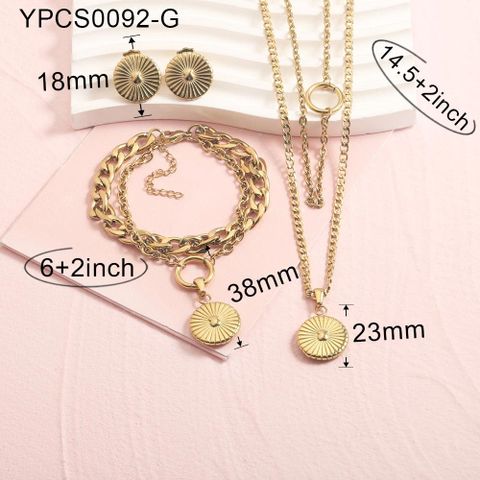 Stainless Steel 18K Gold Plated Elegant Simple Style Gear Jewelry Set