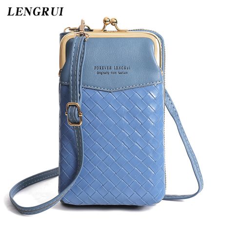 Yellow Red Blue Pu Leather Solid Color Lingge Clutches