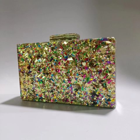 Silver Gold Blue Arylic Solid Color Sequins Clutches