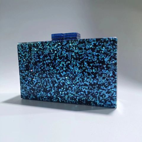 Silver Gold Blue Arylic Solid Color Sequins Clutches