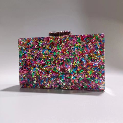 Silver Gold Blue Arylic Solid Color Sequins Clutches