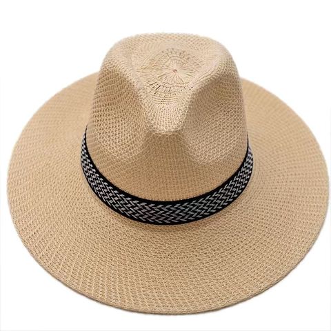 Men's Simple Style Color Block Flat Eaves Straw Hat