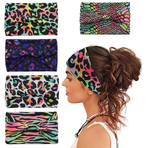 Unisex Elegant Modern Style Simple Style Digital Printing Leopard Rayon Fabric Knit Printing Handmade Hair Band