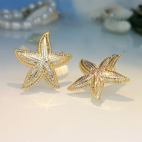 1 Pair Exaggerated Beach Starfish Plating Zinc Alloy KC Gold 4597 Ear Studs