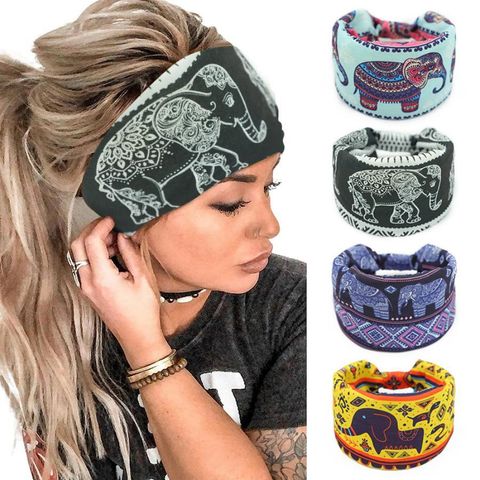 Unisex Elegant Modern Style Simple Style Digital Printing Elephant Rayon Fabric Knit Printing Handmade Hair Band