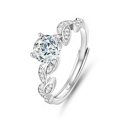 Simple Style Heart Shape Sterling Silver Inlay Moissanite Zircon Rings