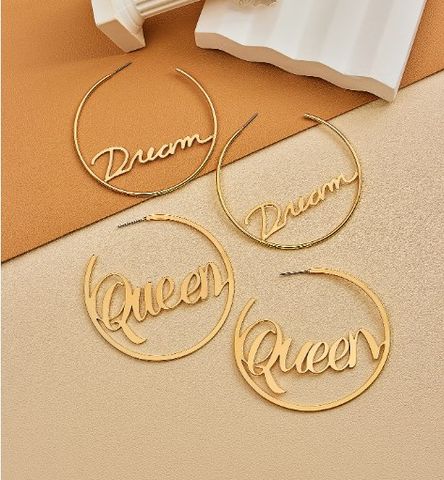 1 Pair Casual Simple Style Letter Hollow Out Alloy Ear Studs