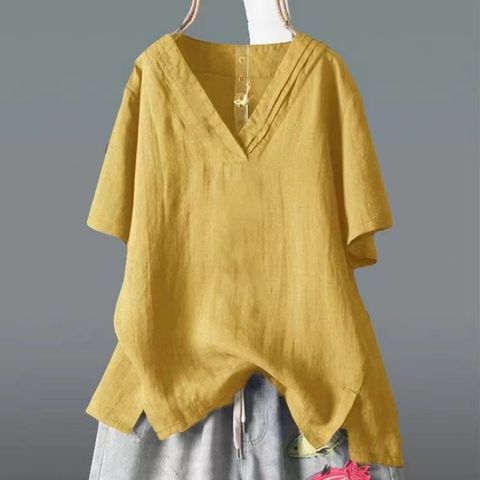 Women's Chiffon Shirt Short Sleeve T-Shirts Casual Solid Color