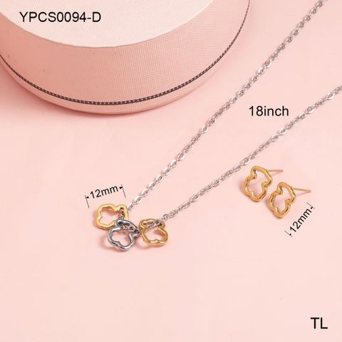 Simple Style Solid Color Stainless Steel Plating Three-dimensional 18k Gold Plated Women's Double Layer Necklaces