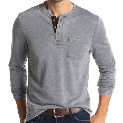 Men's Solid Color Casual Round Neck Long Sleeve Slim Men's T-shirt