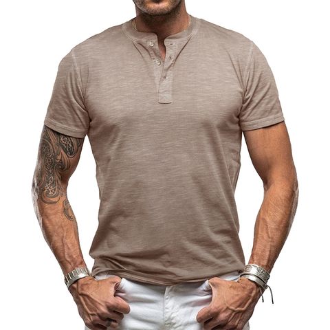 Hombres Color Sólido Casual Cuello Redondo Manga Corta Delgado Camiseta Hombre